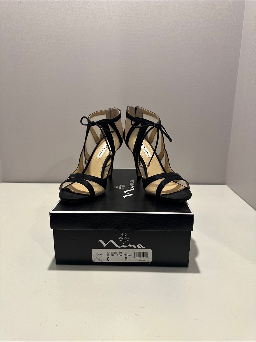 Nina Black Strappy Lace-Up Stiletto Sandals - Picture 5 of 5